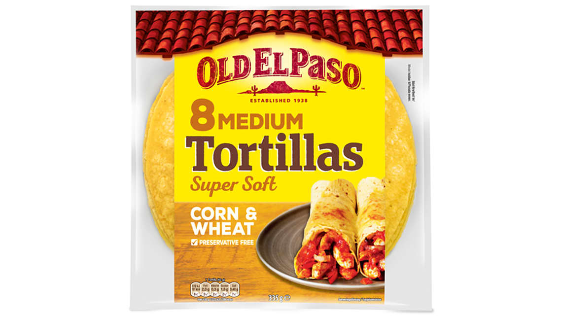 8 MEDIUM CORN & WHEAT Tortillas Super Soft Tuotteet Old El Paso